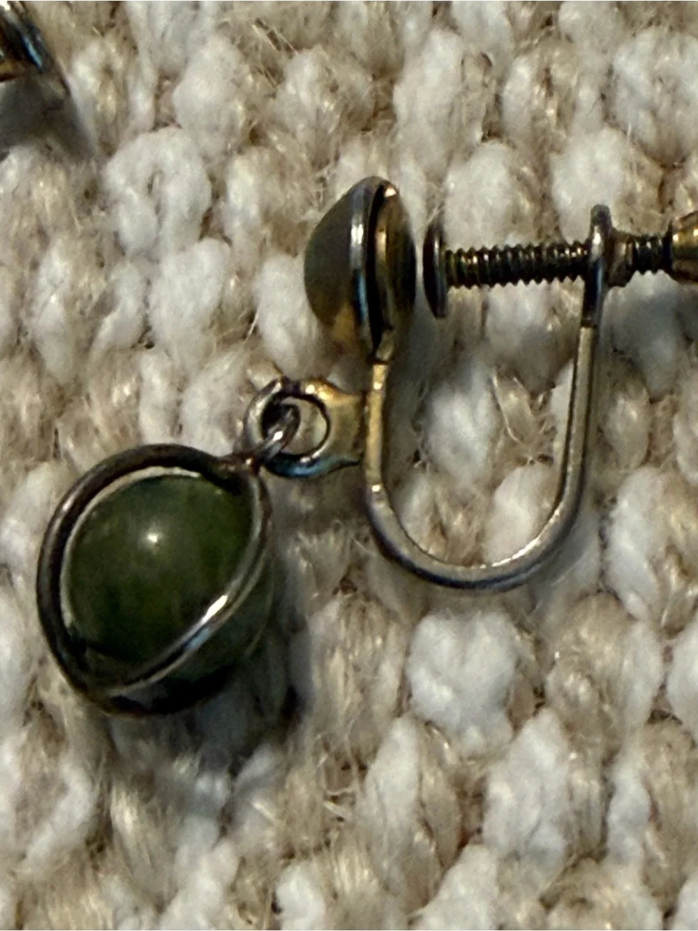 Classic Green Stone Crew-Back Earrings